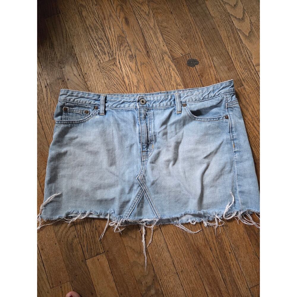Gap Denim Jean Mini Skirt 100% Cotton Light Wash Size 16 Plus Size